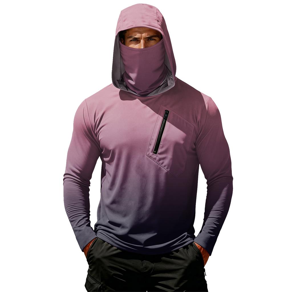 Camiseta Casual con Capucha de Manga Larga para Hombre con Protección Solar