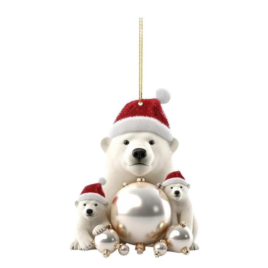 Organic Playful Glass Arctic Bear Family Christmas Decorations For Charm Auto