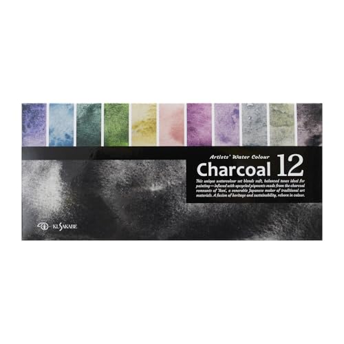 Kusakabe Transparent Watercolor Paints, Charcoal, 12-Color Set, 10ml (No. 4), 304951
