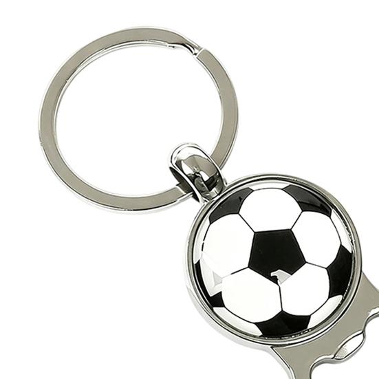 Keychain Pendant, Thickened Stainless Steel Bottle Opener Key Chain, Football Pattern Waterproof Multifunctional Key Ring Fan Gift Bar Accessory
