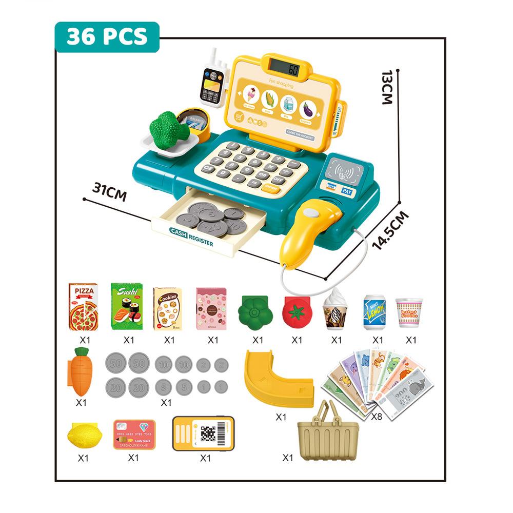 Playing House Smart Checkout Page Simulation Supermarket Dining Table Fruit Cash Register Children'S Combination Toy Set