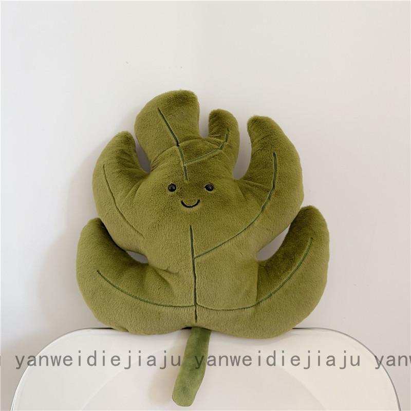 Shaped Leaf Trendy Floral Plush Pillow With Embroidery Detail For Home Decor Office