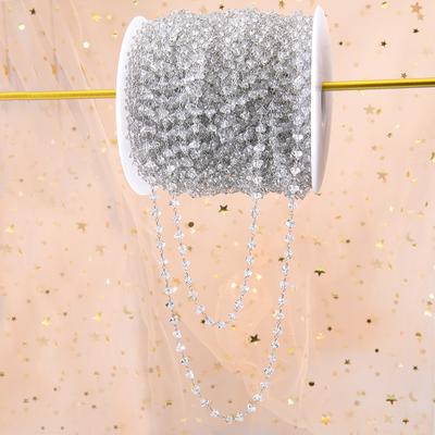 1M Transparent Grave Crystal Stone Beads Copper Chain Irregular Triangle Steel Color Chain DIY Necklace Bracelet Jewelry Making