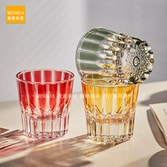 European Style Gift Box: Colorful Plaid Whiskey, Beer, Liquor, and Water Glass Set with Hand-Engraved Floral Designs.