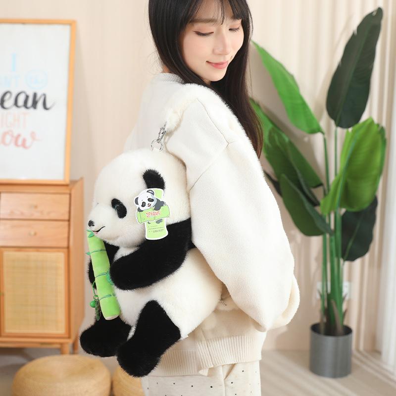 Niedliche Frucht-Panda-Puppe Plüschtier Bambus Riesenpanda Rucksack naive Puppe gibt Mädchen Geburtstagsgeschenk