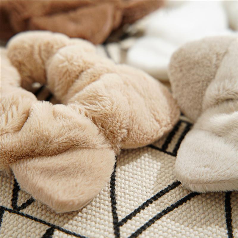2005 Winter New Plush Fabric Scrunchie for Women, Simple Cat Ear Headband, Versatile Elastic Hair Tie
