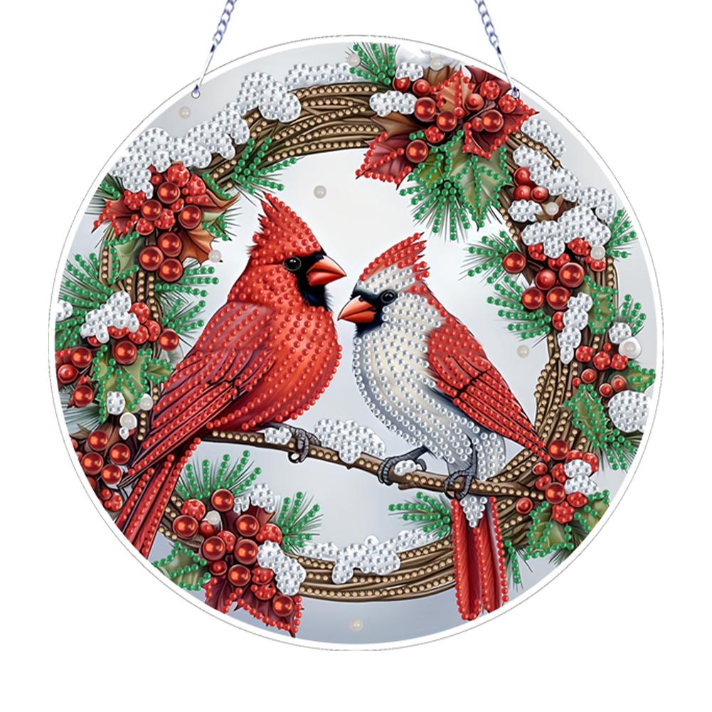 Xmas Theme 2D Flat DIY Special Shape Rhinestone Diamond Art Window Pendants Diamond Art Pendant Wall Decor for Home & Windows