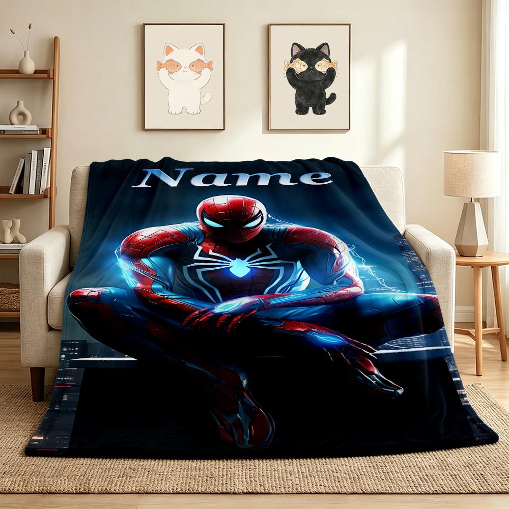 Custom Name Spider-Man Storm Flannel Blanket Throw Blanket Soft Warm Sofa Bed Decor Unique Gift