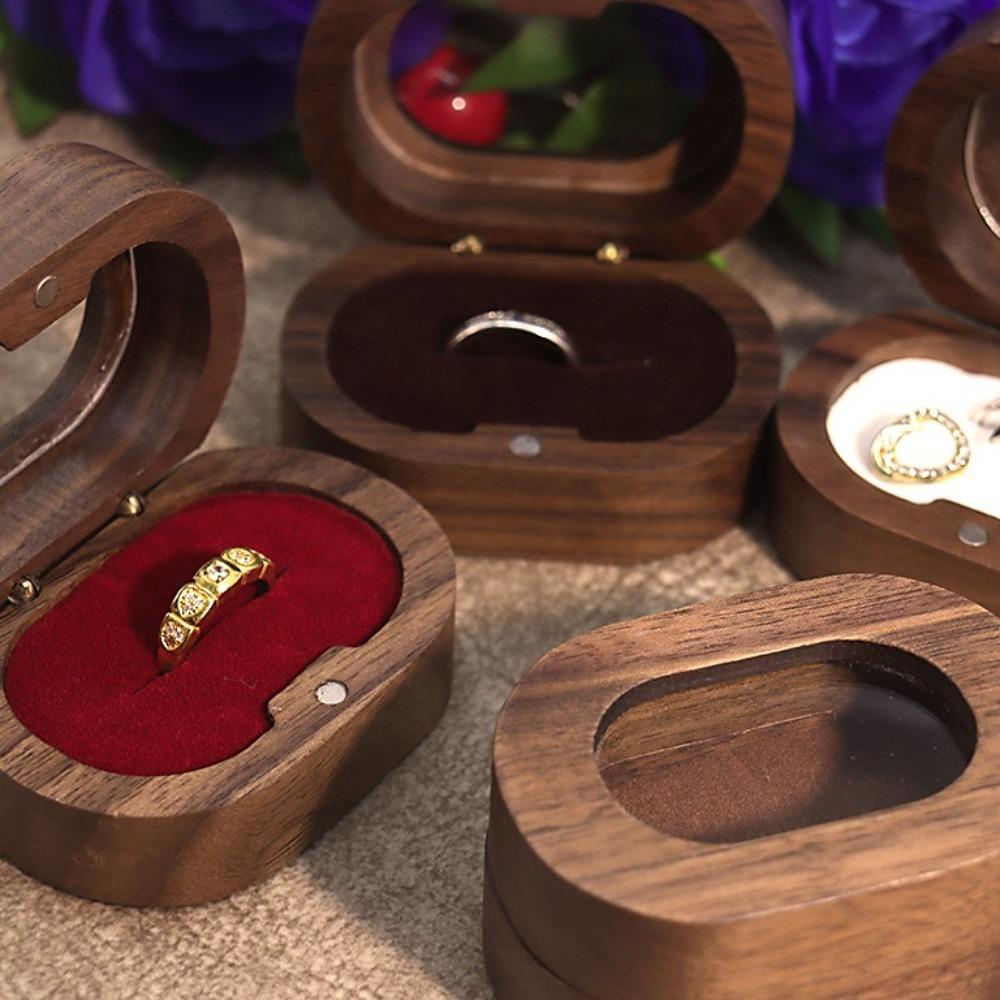 Engagement Ring Finger Ring Box Wooden Couple Rings Holder Creative Wedding Ring Case Wedding