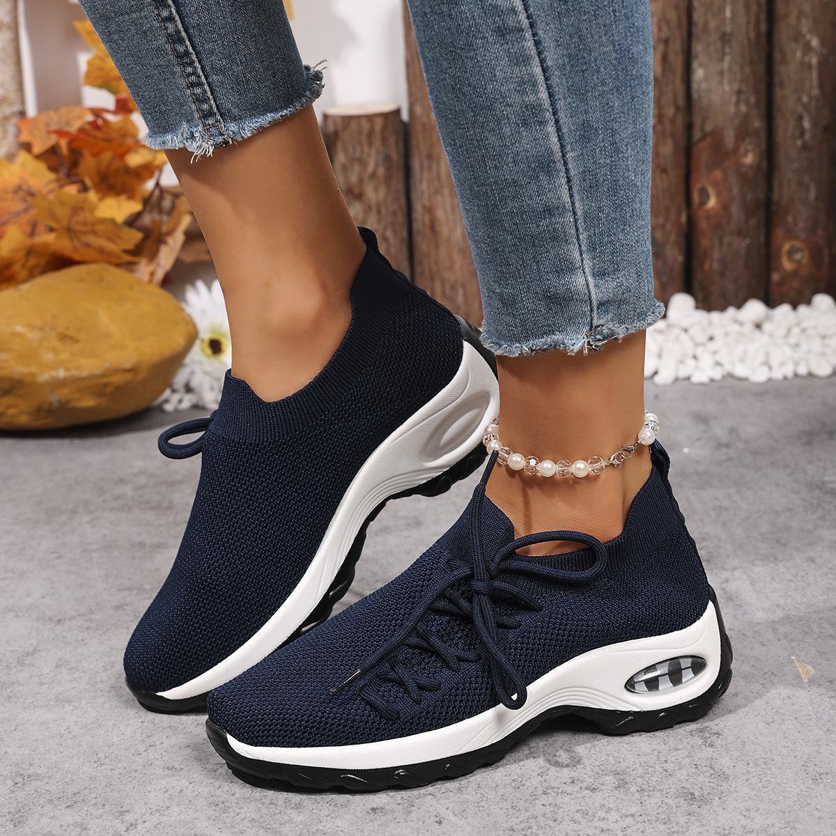 

Women s Wide Width Flyknit Sock Sneakers - Rocking Sole Slip-On Running Shoes, Comfort Casual Athletic Shoes 43