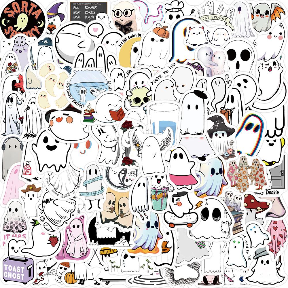 100 Small Size Cute Ghost Graffiti Stickers Decorate Guitar Notebook Suitcase DIY Waterproof