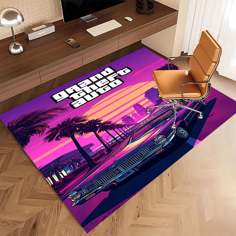 1 Stück Spiel Grand Theft Auto Druck Teppich - Weich, Waschbar, Rutschfest, Innenmatte, Wohnzimmer, Heimbüro Dekorativer Teppich, Büro Dekorativ