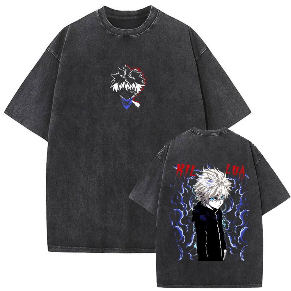 Washed Vintage Anime Hunter X Hunter T-shirts Manga Gon Freecss Graphic T Shirts Men Women Retro Cartoon Oversized Streetwear