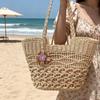 Large Capacity Straw Woven Bag Versatile Design Eco-Friendly Shoulder Beach Bag Straw Material Woven Texture Handwoven Bag Women