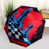 1pc Chess Strategy Automatic Folding Umbrella - Windproof Compact Travel Umbrella with Auto Open/Close, 8-Rib Heavy-Duty Shaft for Women/Men A007