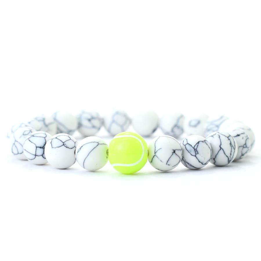

Noter New Mimimalist Beaded Men Bracelet Basketball Tennis Braclet 10mm Black White Howlite Stone Braslet Gift For Him Pulseira
