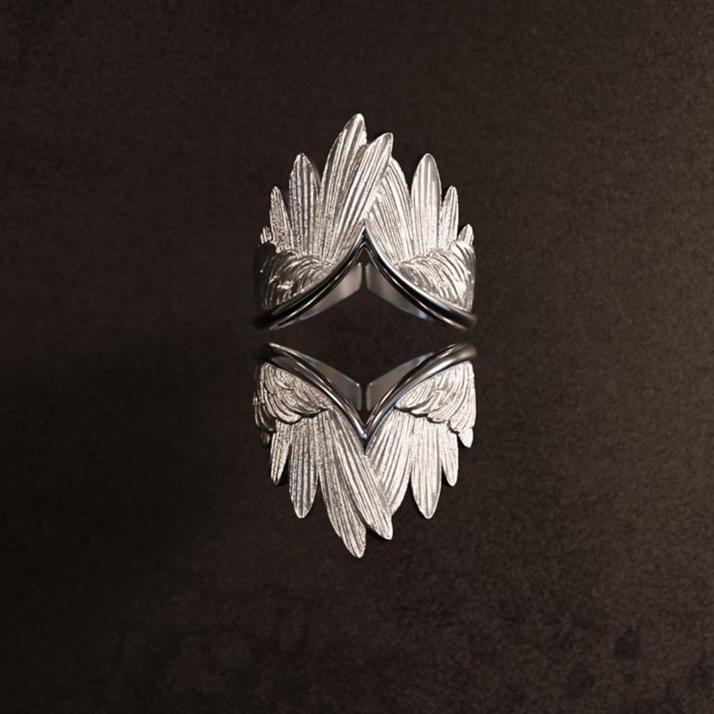 Angel Wings Ring Men's Trendy Style Cold Wind Feather Index Finger Ring Fashion Creative Wings Open Ring
