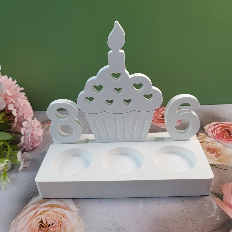 Birthday Cake Silicones Molds Sqaure Base Molds, Number Silicones Molds for Candle Holder Tealight Holder Decorations