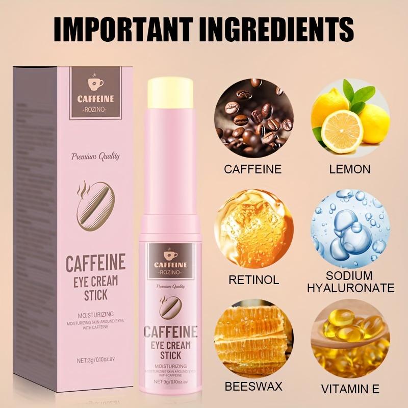 Caffeine Eye Cream Stick with Plant Extracts Gently Nourish, Improve Fine Lines, Relieve Under Eye Bags, Dark Circles and Boost Elasticity