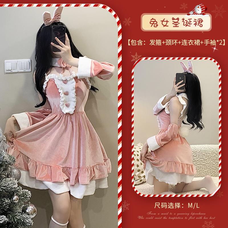 

Різдвяна сукня, новий рік, червоний, солодкий костюм лоліти, милий чистий вітер, костюм ведучого шоу в прямому ефірі L рожевий