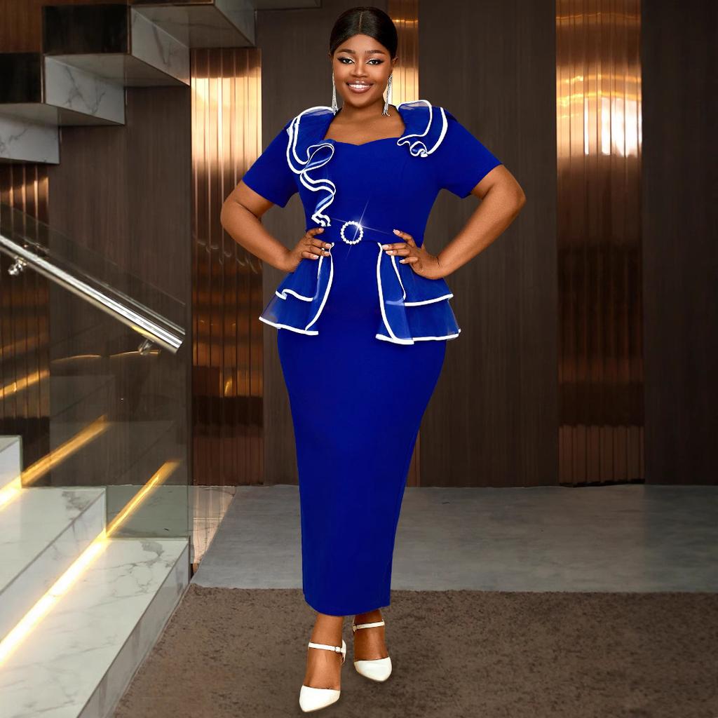 Women S Plus Size V Neck Short Sleeve Bodycon Dress For Wedding Guest