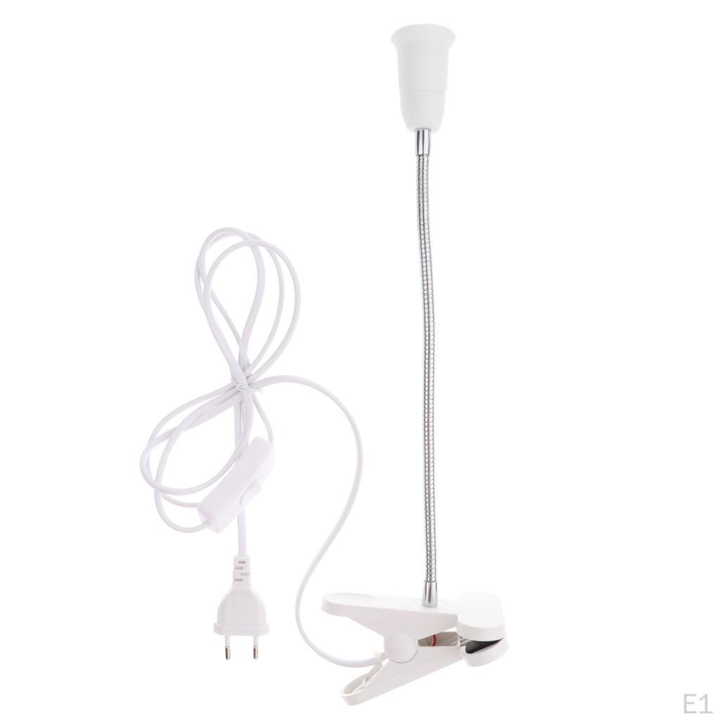 EU Plug E27 Clip On Reading Light Base Desk Lamp Socket White