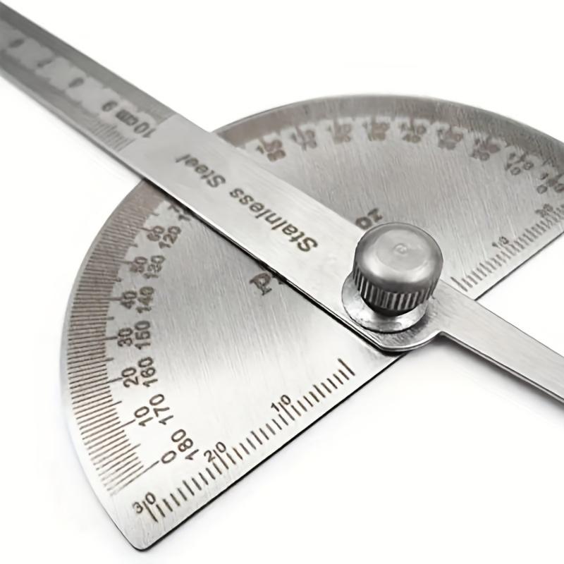 Precision Stainless Steel Angle Protractor - 0-180 Degree Adjustable Ruler, 3.94 Inch Woodworking Measurement Tool with Protective Soolies