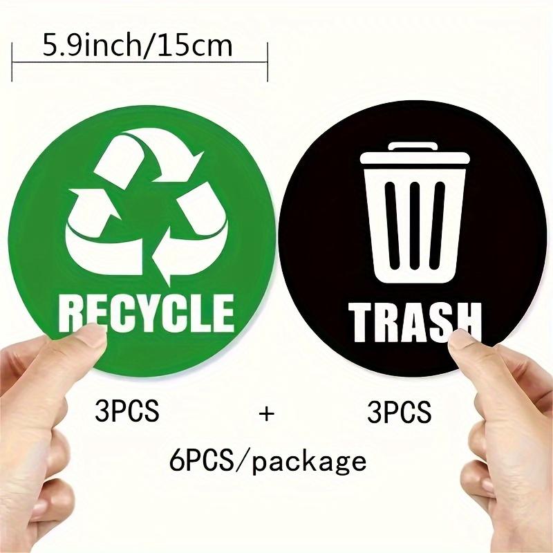 

6pcs 5-Inch Recyclable And Non-Recyclable Trash Can Labels - Self-Adhesive, Waterproof Stickers for Easy Classification