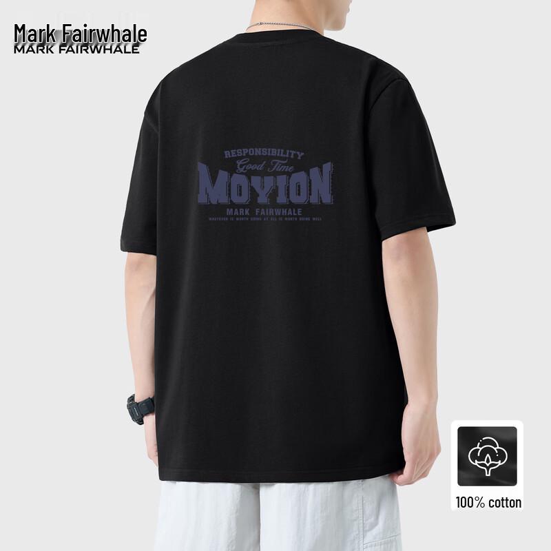MARK FAIRWHALE Men s 2025 Summer Pure Cotton Loose Fit T-Shirt 3XL