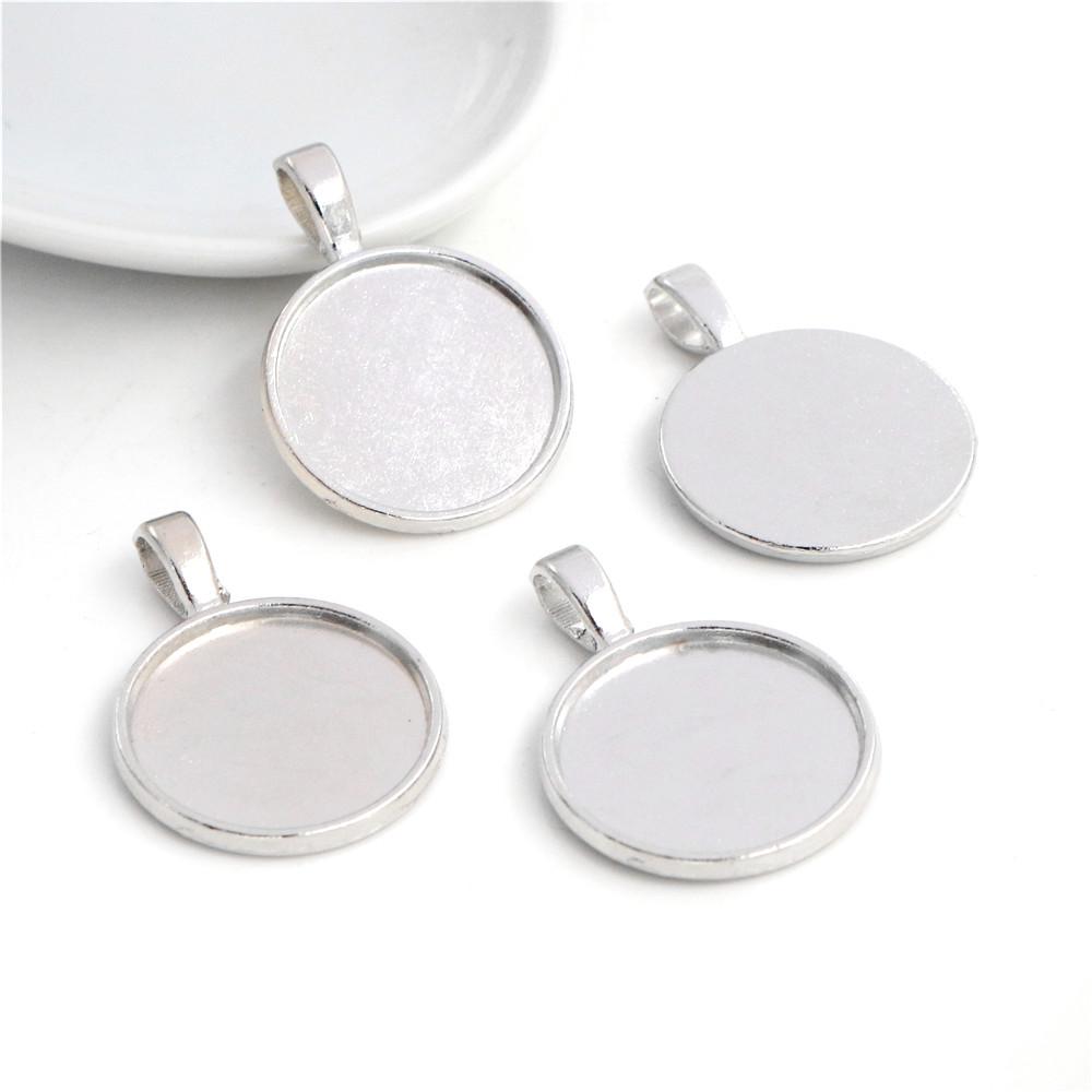 10pcs 20mm Inner Size Classic 5 Colors Plated One Sided Double Hanging Simple Style Cabochon Base Setting Charms Pendant