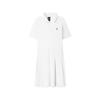 Série Clássica Respirável Confortável Cor Sólida Versátil Conjunto de Vestido de Manga Curta Feminino Vestido Branco Brilhante L225W030-0019
