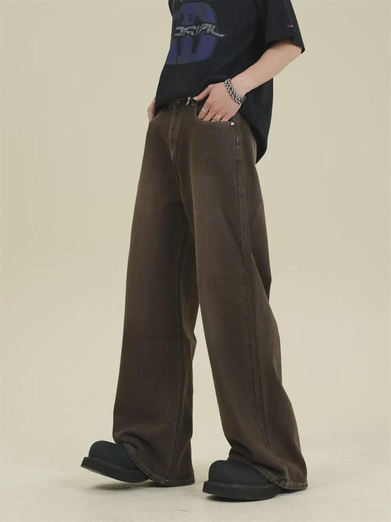 Vintage Braune Locker Geschnittene Weitbeinjeans für Jungen und Mädchen