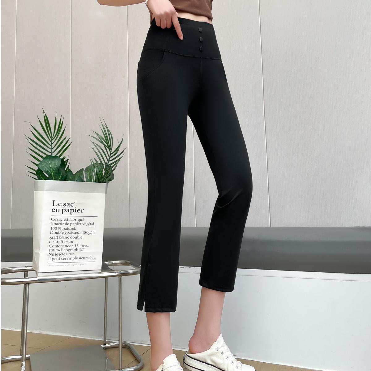 

2025 Autumn New Arrival High-Waist Slimming Plus Size Shark Micro-Flare Pants for Women L (50-60kg)