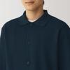 MUJI Men's Washable Milan Rib Knit Shirt Cardigan, Dark Navy, Size S (AA0RPA4A)