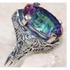 Vintage Multicolor Round Zircon Rings for Women Elegant Retro Jewelry Gift