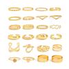 Salircon 24 Pièces/Ensemble Anneaux Métalliques Lisses Couleur Or Vintage pour Femmes Hip Hop Géométriques Anneaux Réglables Doigt Bijoux Quotidien Cadeau