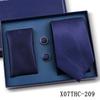 Men's Black Striped 3-Piece Gift Set: Hand-Tied 8cm Tie with Pocket Square & Cufflinks