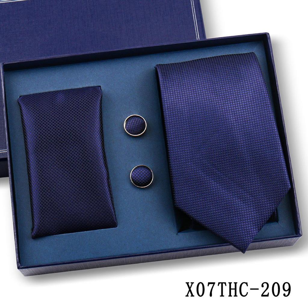 Men's Black Striped 3-Piece Gift Set: Hand-Tied 8cm Tie with Pocket Square & Cufflinks