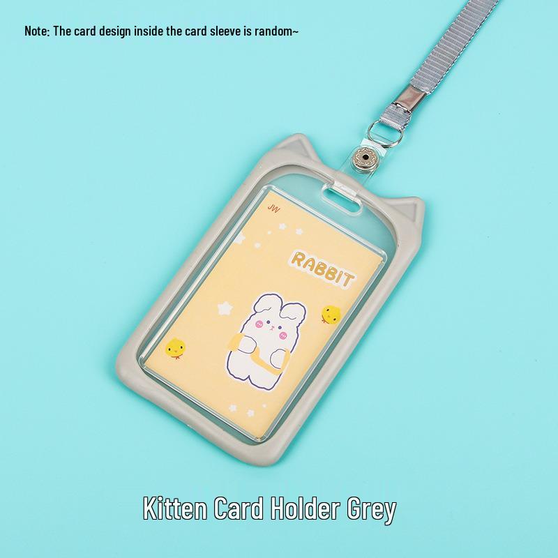 Creative Cartoon ID Card Holder with Lanyard - Cute, Transparent, and Waterproof for Students and Employees