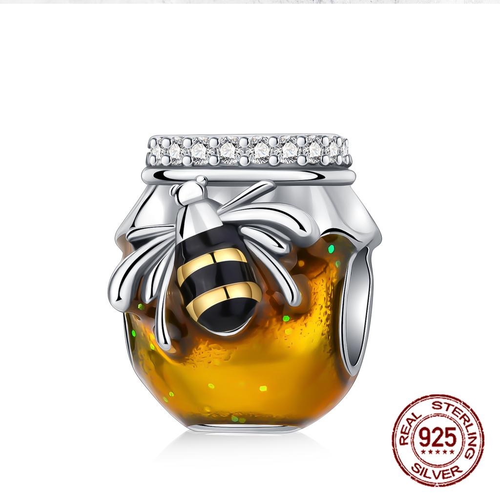 Copper Bee Jar Bee Beads Yellow Daisy Flower Pandent Charm Fit 4Mm Hole Diameter Bracelet Diy Bead Ms Jewelry Gift