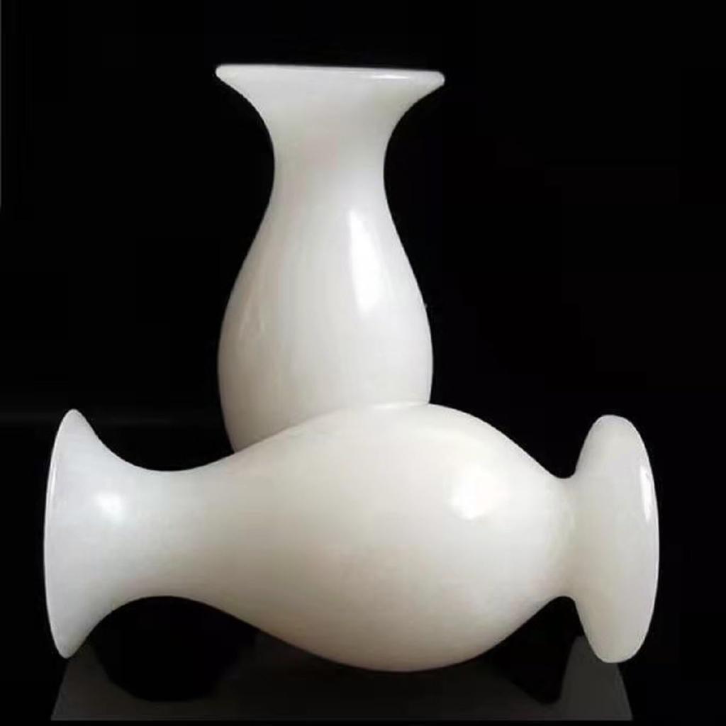 Set of 2 Jingde Ware Buddhist Altar Flower VaseFlower Stand, Mini Size, Celadon and White Porcelain, 12cm Tall, Stylish Buddhist Accessory, Ceramic