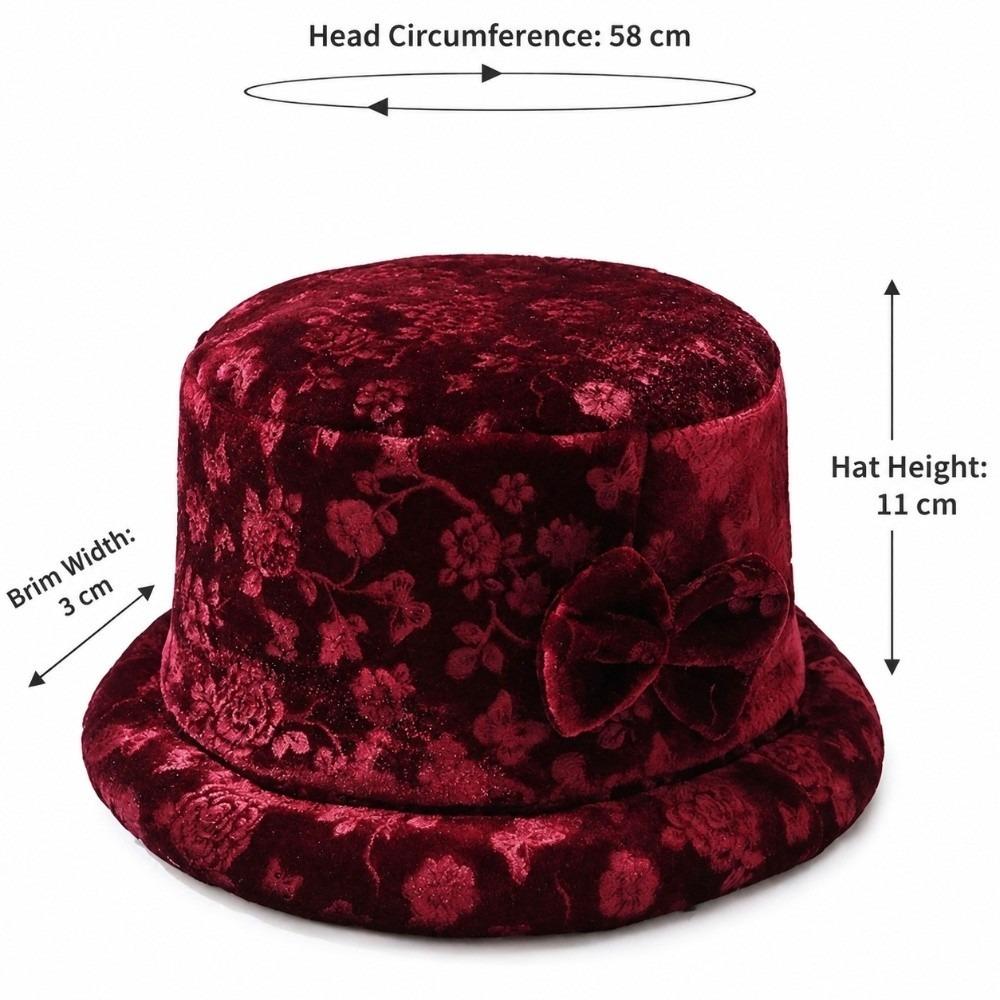 Fleece Lined Velvet Cap Thickened Winter Cap Classic Style Print Hat Daily Walk