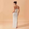 2026 summer new beach dress women's solid color suspender knee vacation bikini swimsuit with dress