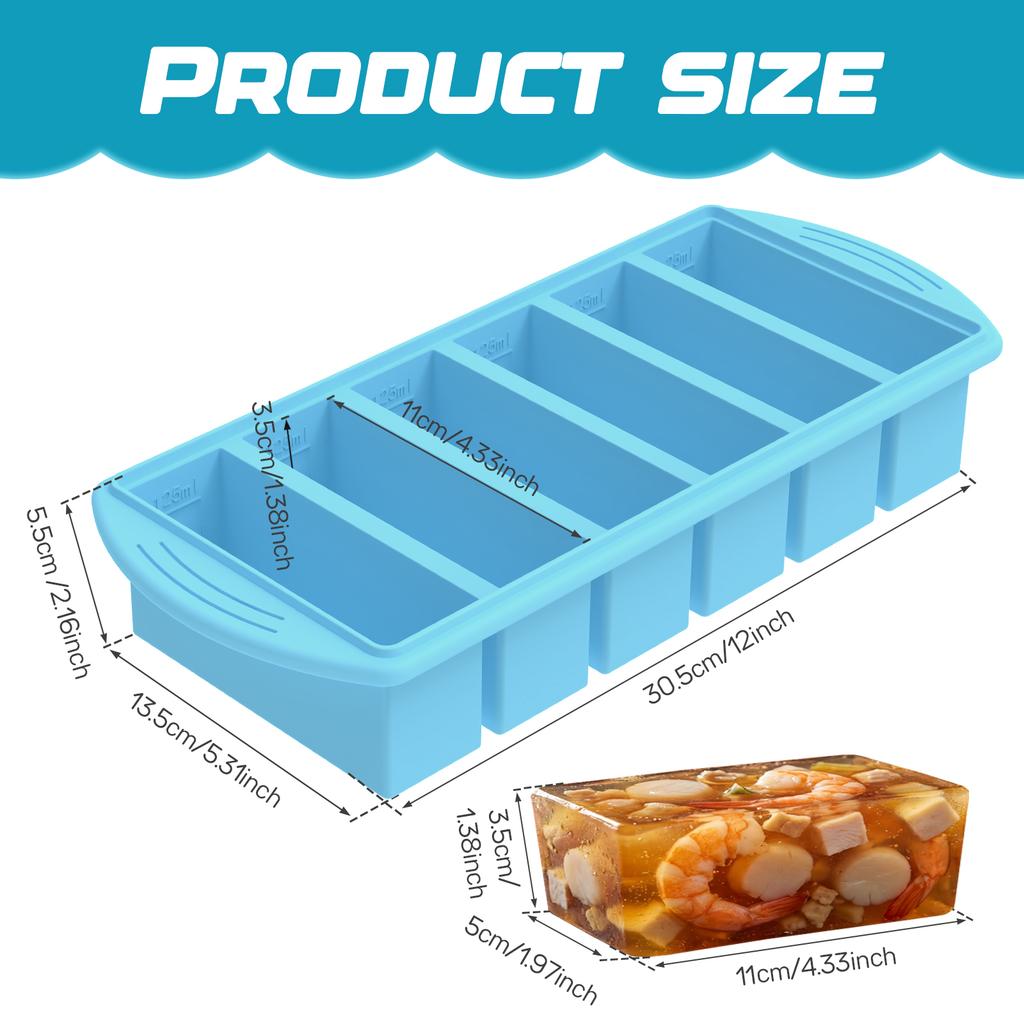 2/4/6 Grid Big Ice Tray Mold Silicone Freezer Tray with Lid Fridge Food Soup Storage Box Ice Tray Mold Ice Blocks Maker Model