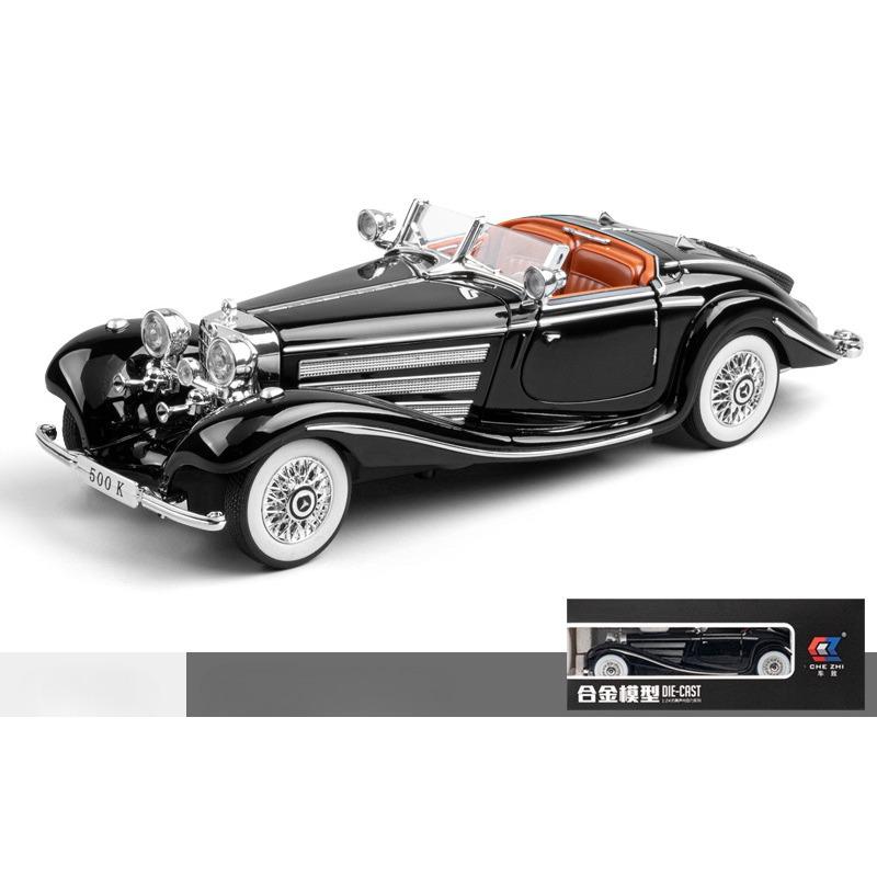 1/24 Mercedes Benz 1936 500K Classic Vintage Alloy Diecast Car Model Sound Car