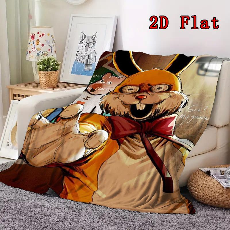Horror Rabbit 2D Flat Pattern Flannel Blanket High quality All Seasons Warmth and Comfort Perfect for Christmas Gifts.