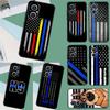Police Thin Blue Line Flag Case For OPPO Reno 12 F 13 13F 11F 8T 7 8 10 Pro OPPO Find X8 Pro X6 X3 X5 Lite Phone Cover