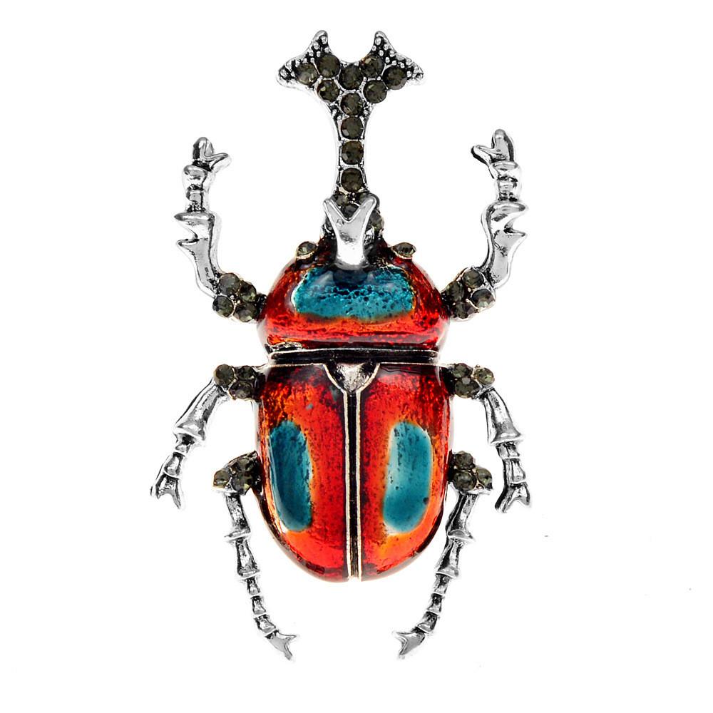 Tier Vintage Emaille Käfer Brosche Anstecknadel Mit Strasssteinen Für Männer Frauen Mode Accessoire