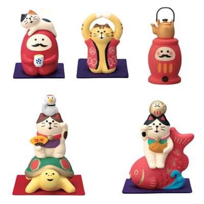 Japanese Zakka Spring Festival Cat Resin Ornament – Cute Miniature for Home Décor or Photography