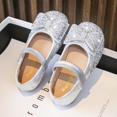 Luxury Princess Style Girls' Shoes New Crystal Shoes with Dress Rhinestone Soft-soled Leather Shoes Flat Shoes